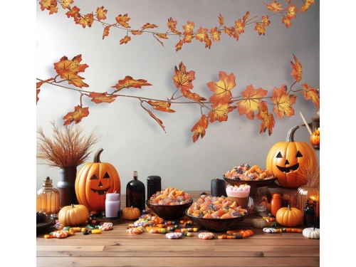 Narancssárga levél füzér - 190 cm - 1 db.