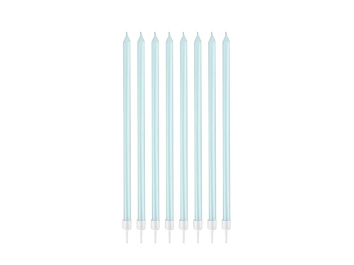 Világoskék gyöngyös születésnapi gyertya - 15,5 cm - 8 db.