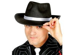 Gengszterkalap fekete fehér szegéllyel - 1 db.