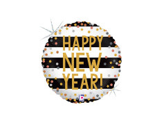 Boldog új évet kerek fólialufi - 14" - 1 db.