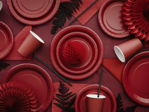 Sötétvörös papírpoharak - 250 ml - 6 db.