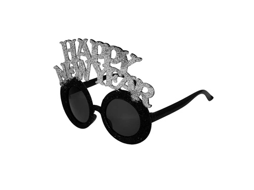 Boldog új évet szemüveg fekete és ezüst - 1 db.