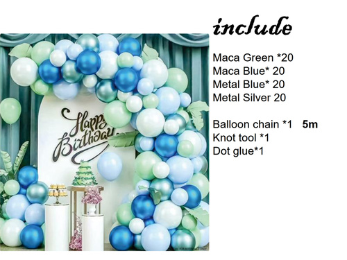 Kék és zöld füzéres lufi készlet - 80 db.