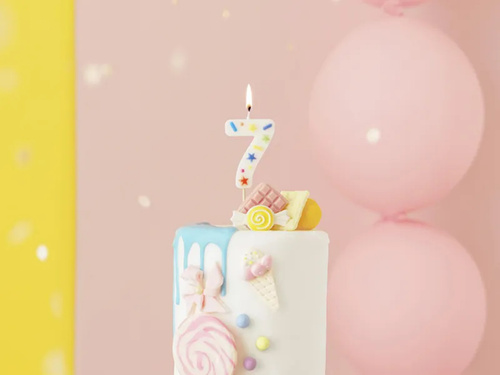 Hetes konfetti gyertya - 7 - 1 db.