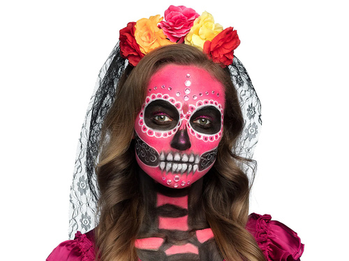 Fejpánt fátyollal és virágokkal - 1 db.