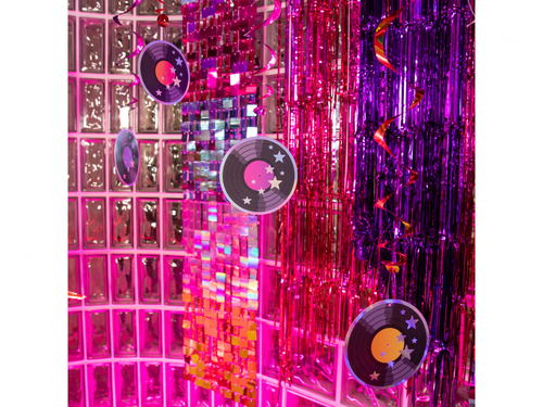 Retro Disco medál disznódísz - 6 db.