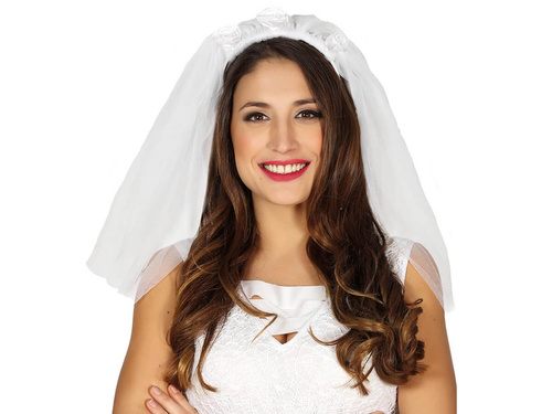 Fehér fátyol rózsával - 1 db.