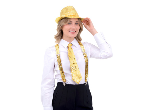 Flitteres nyakkendő - arany - 36 cm - 1 db.