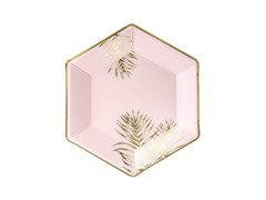 Papírtányérok Világos rózsaszín levelek - 23 cm - 6 db.