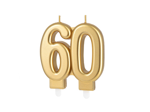 Arany 60. évfordulós gyertya - 7,7 cm - 1 db.