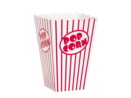 Piros-fehér csíkos popcorn dobozok - 10 db.