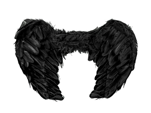 Fekete angyalszárnyak glóriával - 60 x 45 cm - 1 db.