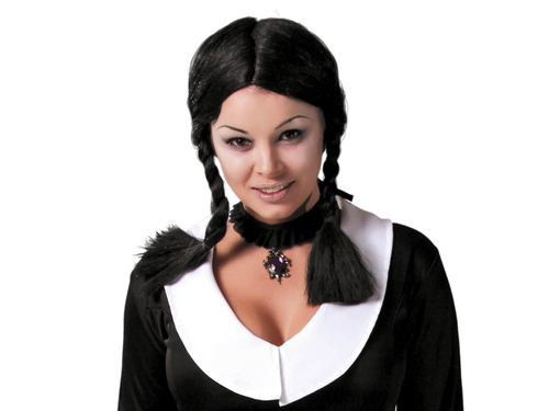 Paróka fekete copfokkal - 1 db.