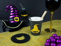 Boszorkány és macska halloweeni szívószálak - 6 db.