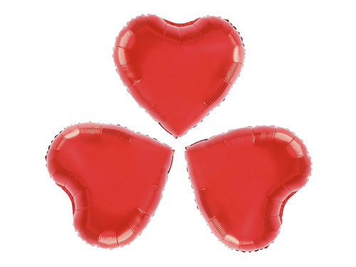 Piros szívek fólialufi - 25 cm - 3 db.