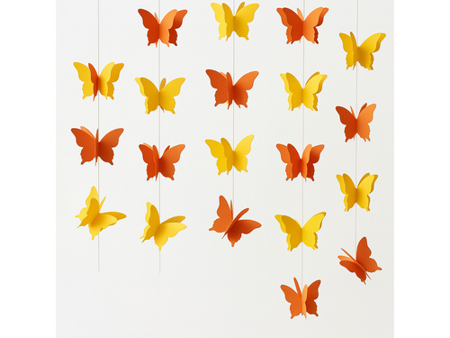 Akasztós dekoráció Narancssárga és sárga 3D pillangók - 3 m - 1 db.