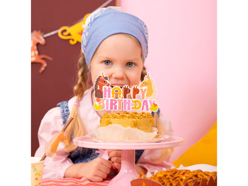 Boldog születésnapot lovak topper - 14 cm - 1 db.