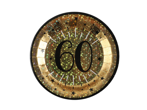 Csillogó 60. születésnapi tányérok - 22,5 cm - 10 db.
