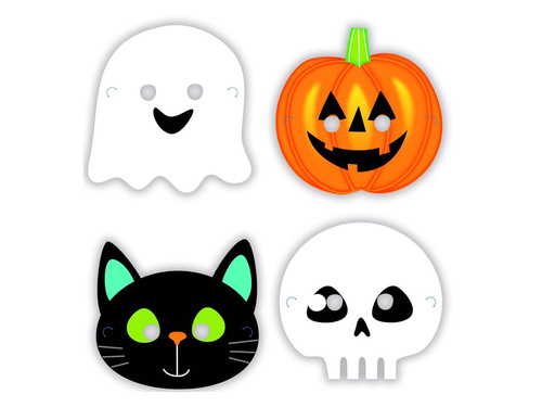Halloween papír maszkok - 8 db.