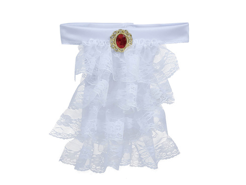 Fehér jabot brossal - 1 db.