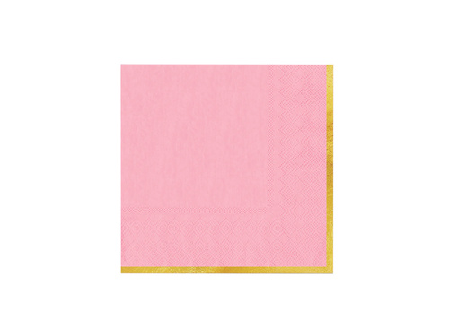 Rózsaszín papírszalvéta aranyszegéllyel - 33 cm - 10 db.