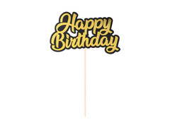 Boldog születésnapot tortadísz arany és fekete - 1 db.