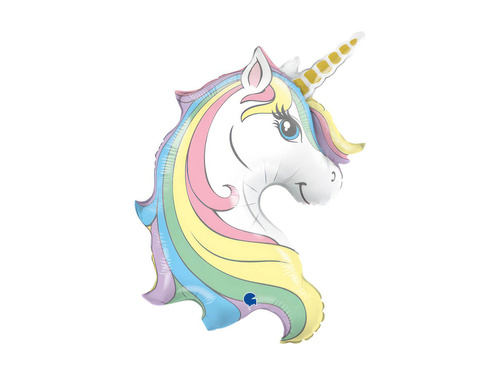 Egyszarvú alakú fólialufi pasztell színekben - 32" - 1 db.