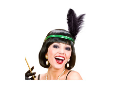 Zöld flitteres fejpánt két tollal