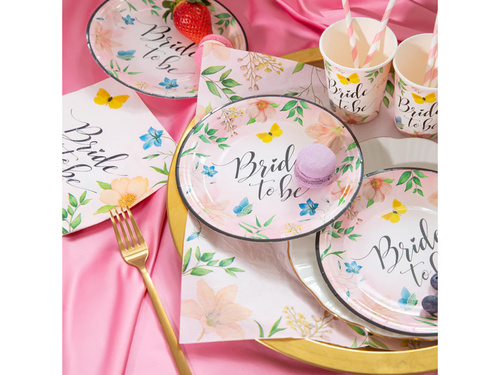Menyasszonyi virágos papírtányérok leánybúcsúra - 18 cm - 6 db.