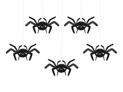 Függő dekoráció Pókok Halloweenre - 5 db.