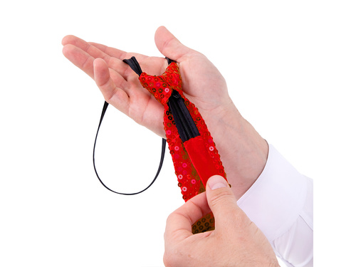 Flitteres nyakkendő - piros - 36 cm - 1 db.