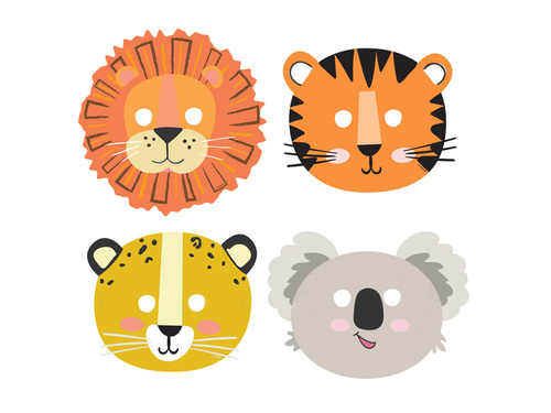 Maszkok a Get Wild készletből - 8 darab.