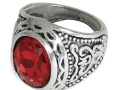 Gótikus gyűrű piros kővel - 1 db.