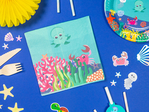 Víz alatti világ szülinapi szalvéták - 33 cm - 10 db.
