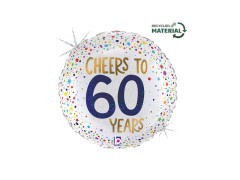 Kerek születésnapi fólialéggömb 60 éves korára - 14" - 1 db.