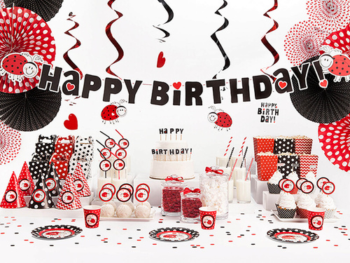 Fehér latex lufi piros szívvel - 30 cm - 6 db.