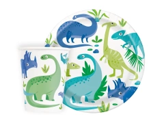 Pohár + papírtányér készlet születésnapra Dinoszauruszok - 16 db.