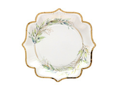 Zöld leveles papírtányér - 21 cm - 10 db.