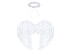 Fehér angyalszárnyak készlet + glória