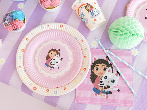 Papírtányérok Gabi macskaház szülinapjára - 18 cm - 6 db.