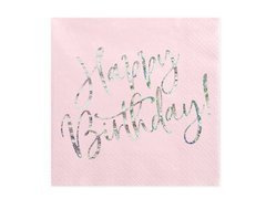 Élénk rózsaszín Boldog születésnapot szalvéták - 33 cm - 20 db.