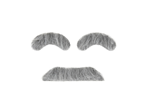 Szürke bajusz szemöldökkel Nagyapa - 1 db.