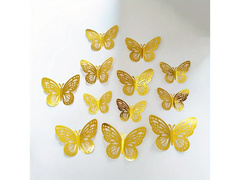 Tükördíszítés Arany pillangók 2D - 12 db.