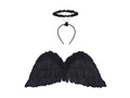 Fekete angyalszárnyak glóriával - 80 x 30 cm - 1 db.
