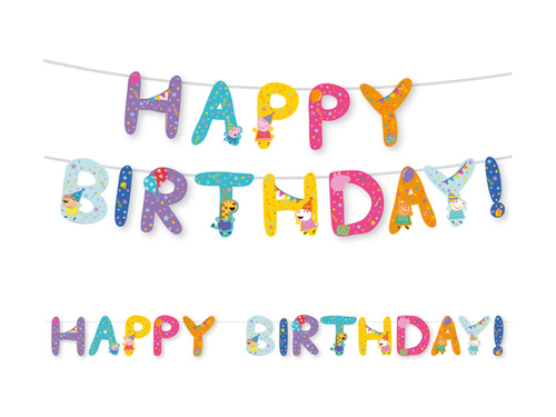 Boldog születésnapot Peppa Pig banner - 320 cm - 1 db.