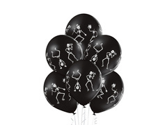 Halloween latex csontváz lufi - 30 cm - 6 db.