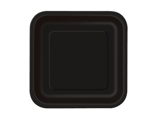 Négyszögletes papírtányérok fekete - 23 cm -14 db.