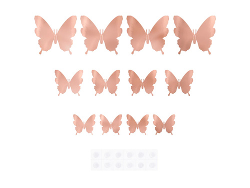 Pillangó matricák rózsaszín arany - 12 db.