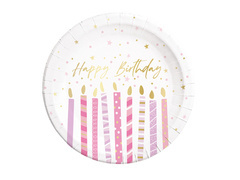 Papírtányérok születésnapi gyertyákhoz - 23 cm - 8 db.