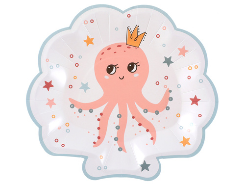 Papírtányérok születésnapi rózsaszín polip - 10 db.